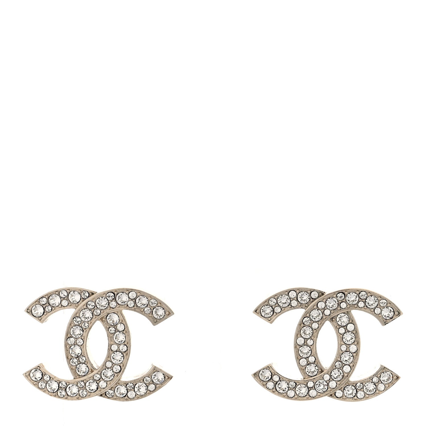 Chanel Metal Crystal CC Earrings Gold 1 of 4