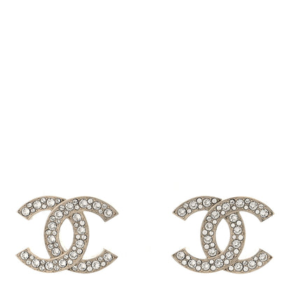 Chanel Metal Crystal CC Earrings Gold 1 of 4