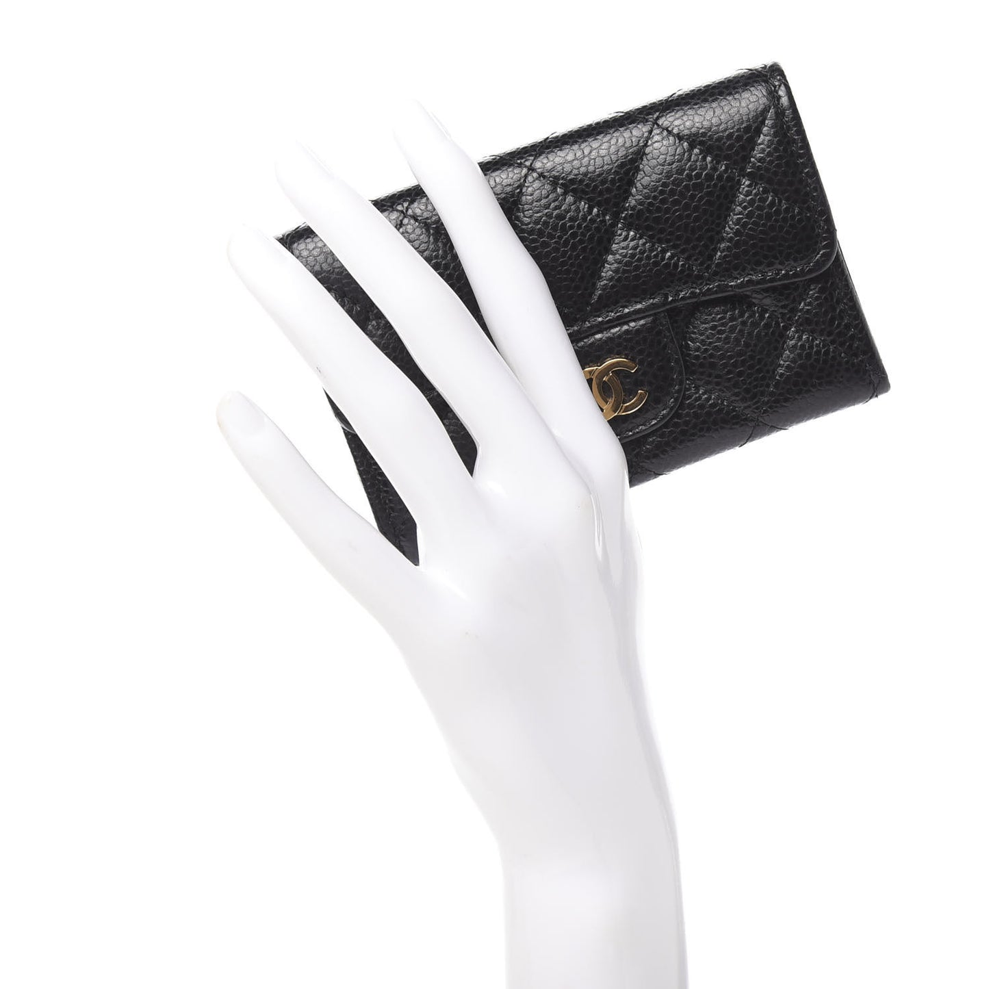 Caviar Quilted Flap Card Holder Black