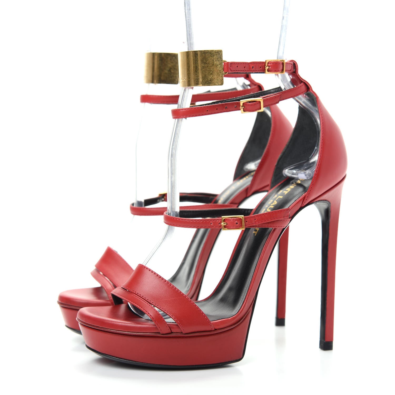 Saint Laurent Lambskin Janis Platform Sandals 35.5 Red 3 of 10