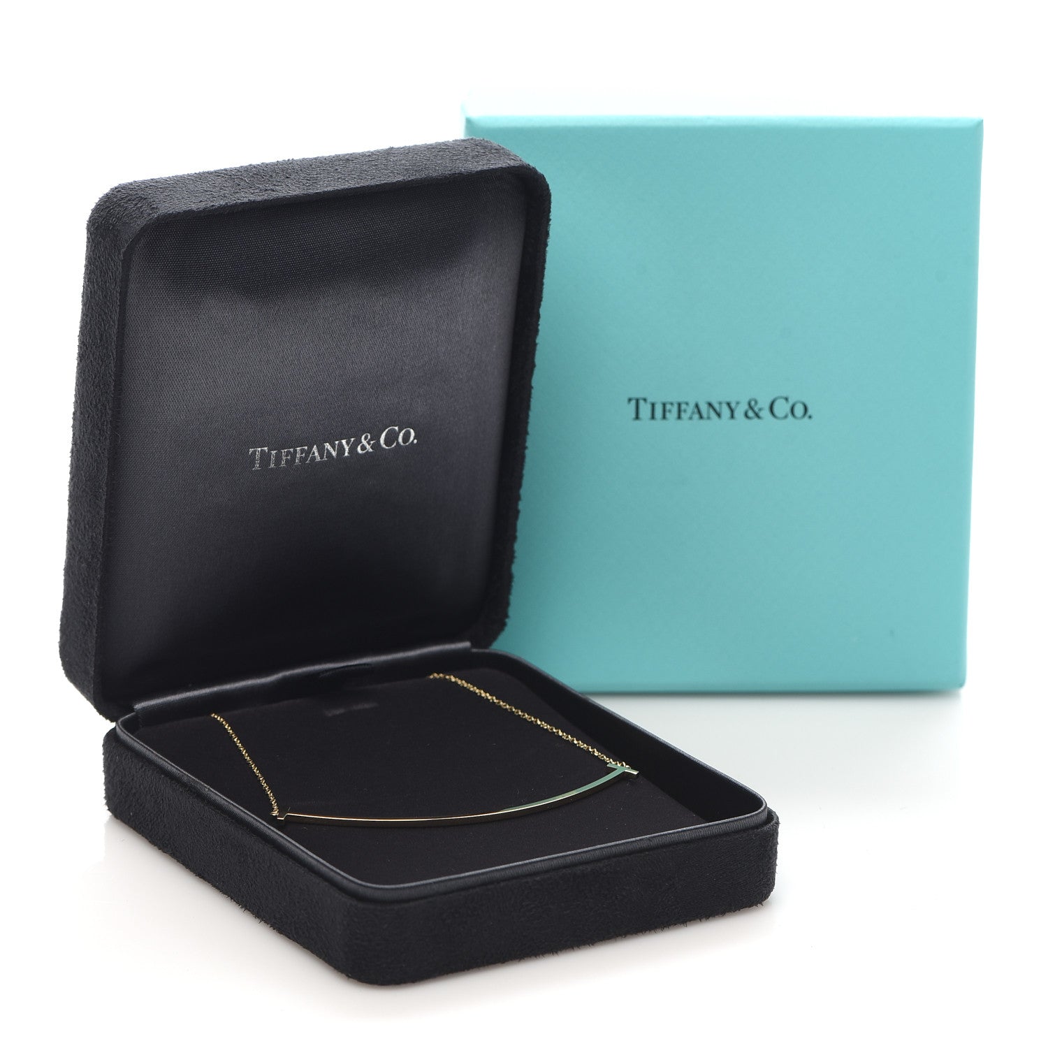 Tiffany 18K Yellow Gold Large T Smile Pendant Necklace 6 of 6