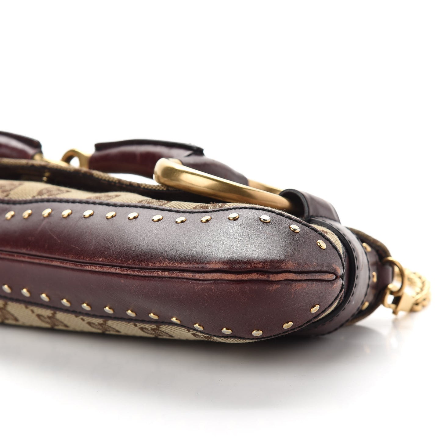 Monogram Studded Horsebit Clutch Bordeaux