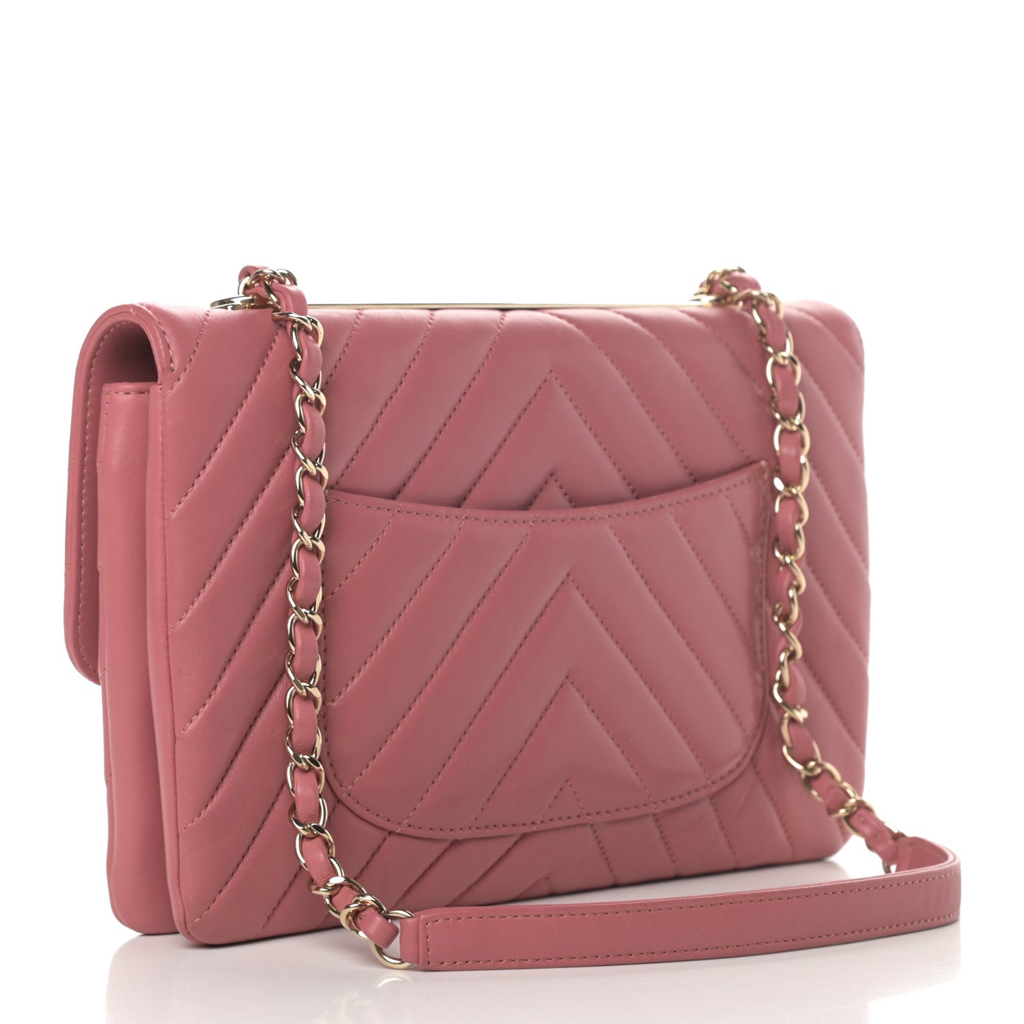 Lambskin Chevron Quilted Medium Trendy CC Flap Light Pink