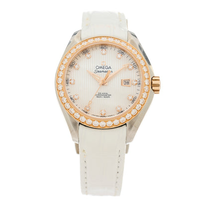 Omega Stainless Steel 18K Red Gold Alligator Diamond Bezel 34mm Seamaster Aqua Terra Co-Axial Chronometer Automatic Watch 231.28.34.20.55.002 1 of 5