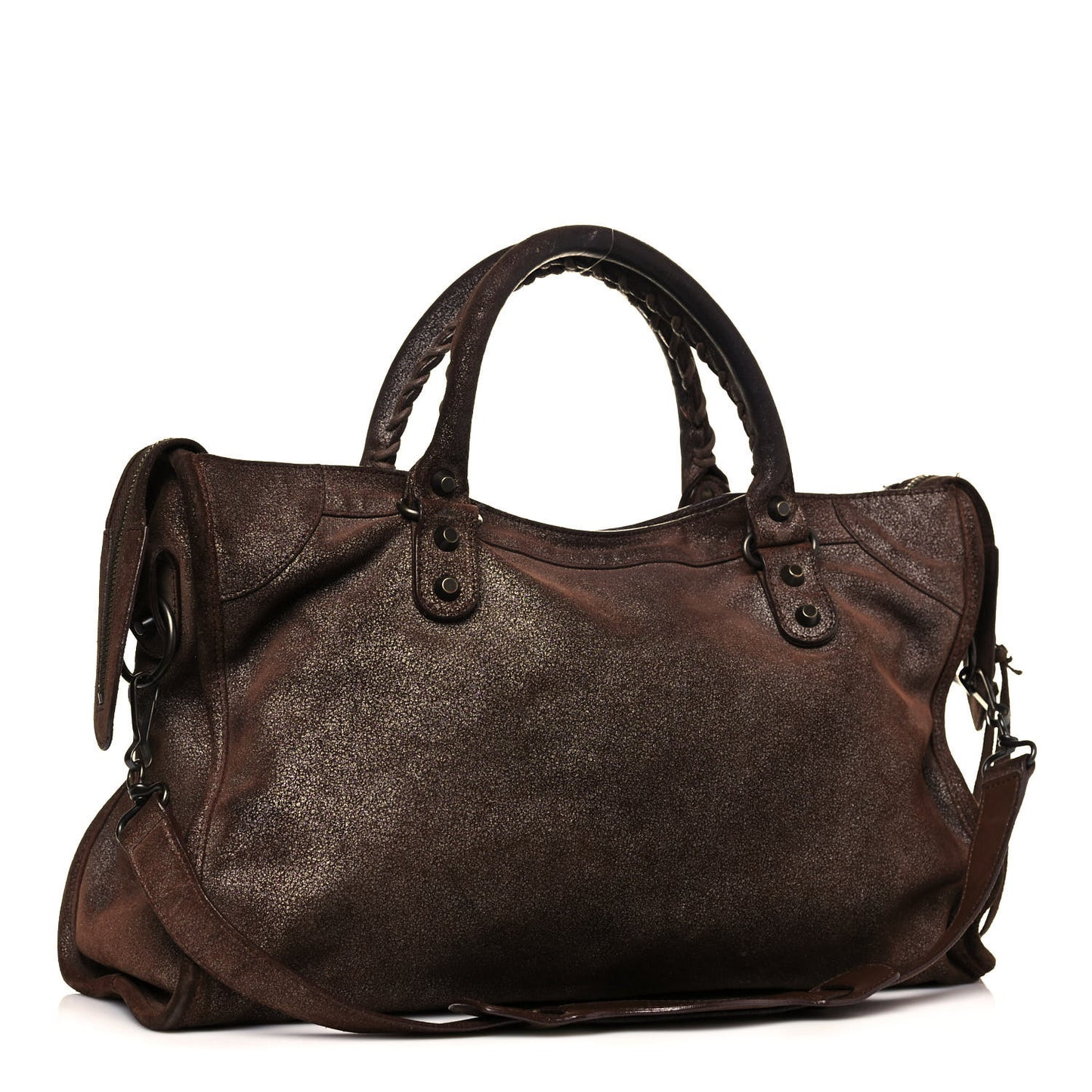 Metallic Craquele Calfskin Classic Hardware City Bronze