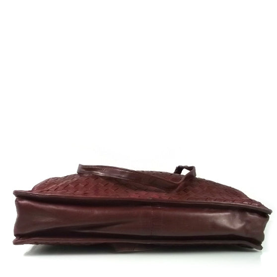 Vintage Woven Leather Shoulder Bag Dark Red
