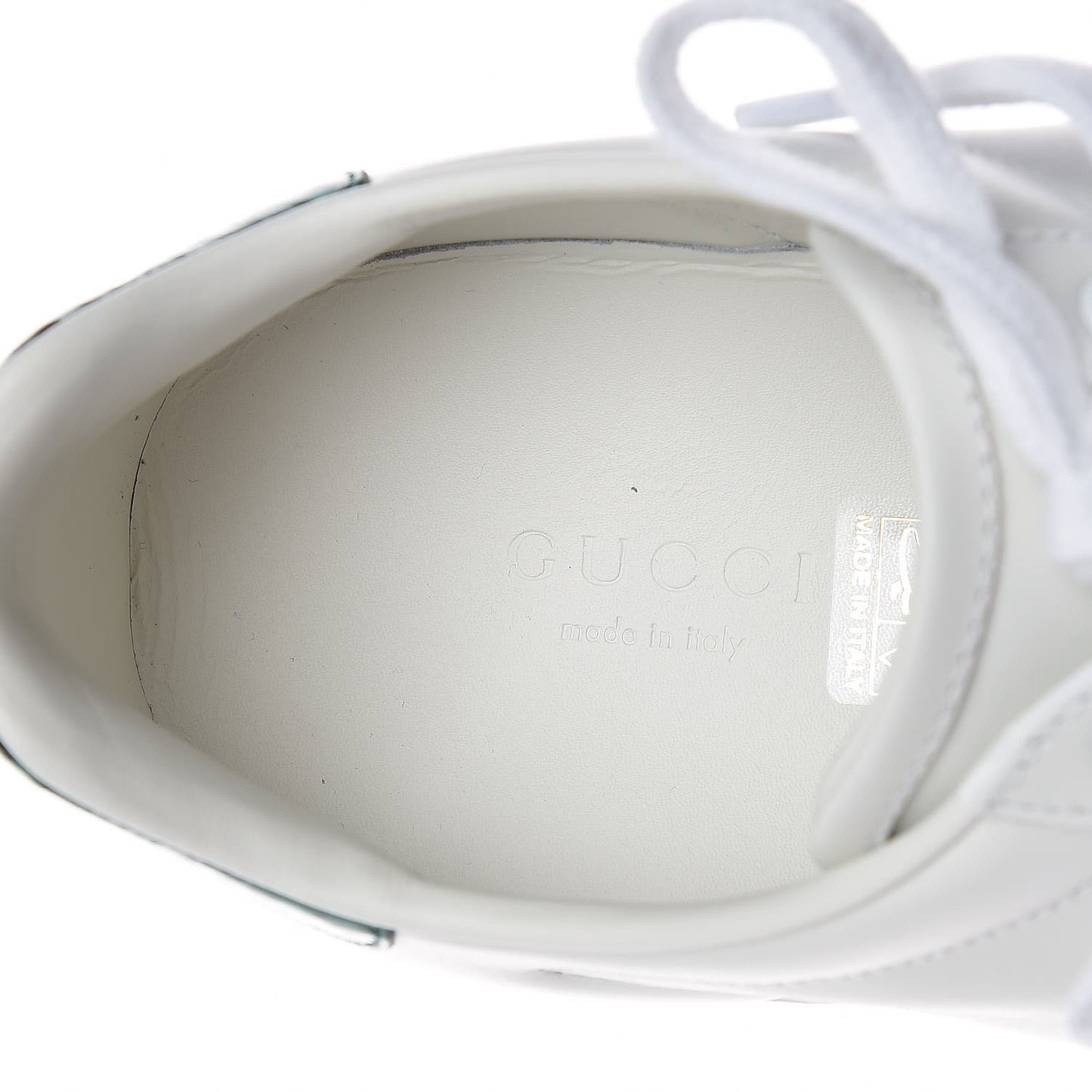 Calfskin Web Pearl Studded Womens Ace Sneakers 38 White