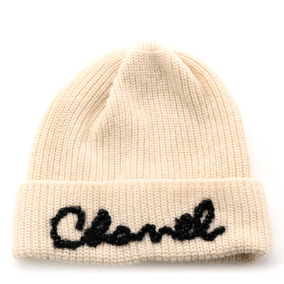 Chanel Cashmere Logo Beanie Hat Ivory 1 of 6