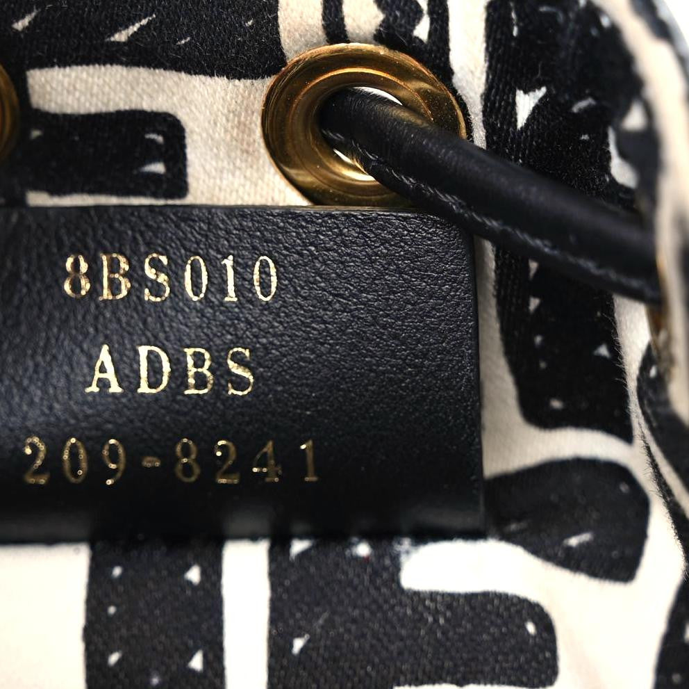 X JOSHUA VIDES Canvas Calfskin F is Fendi Mini Mon Tresor Bucket Bag White Black
