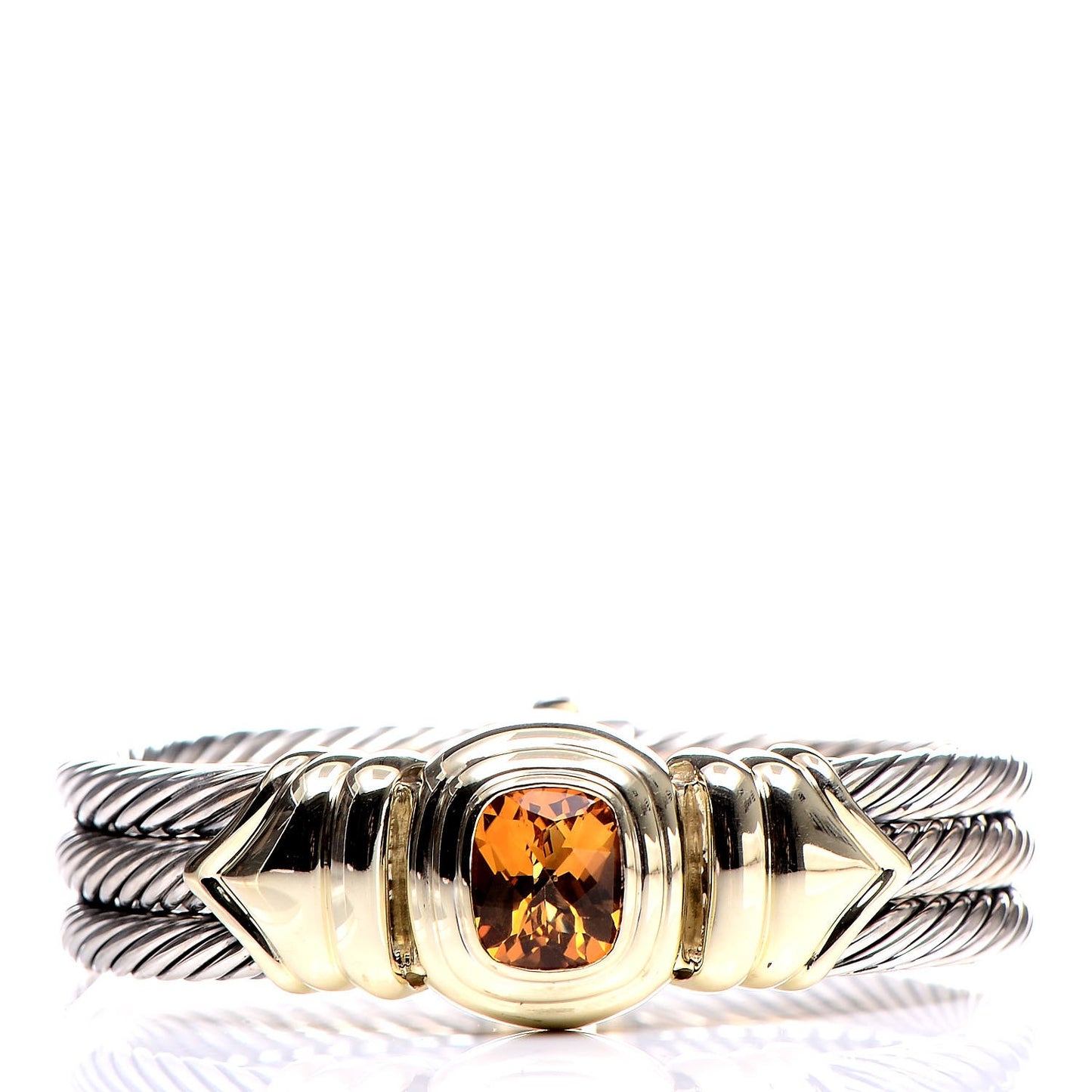 Sterling Silver 14K Yellow Gold Citrine Triple Cable Bracelet M