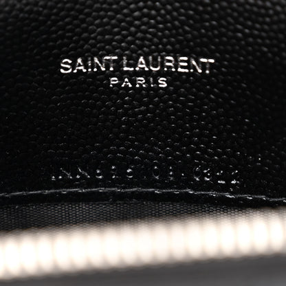 Saint Laurent Grain De Poudre Matelasse Chevron Monogram Envelope Chain Wallet Black 7 of 12