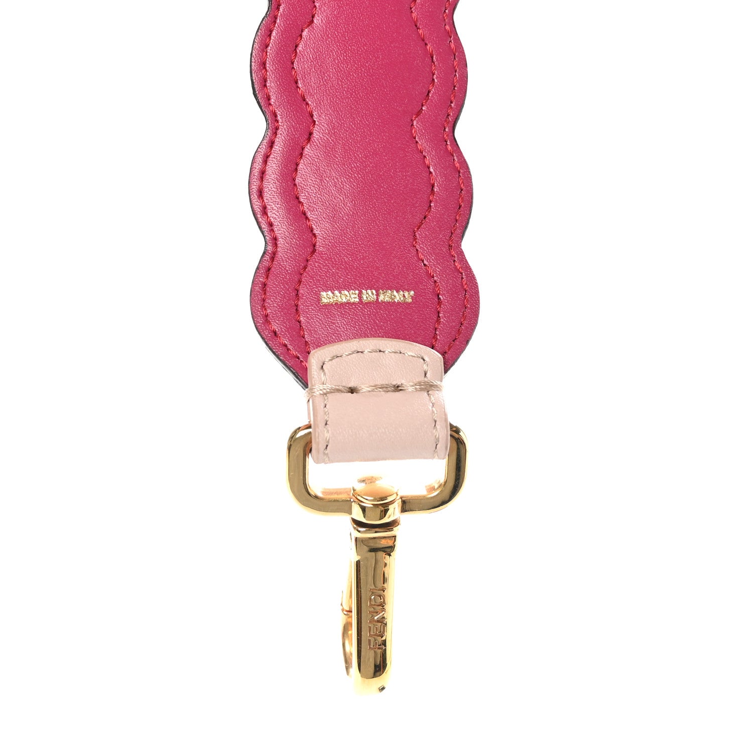 Fendi Vitello Liberty Pearl Bi-Color Scalloped Mini Strap You Camelia Black Cherry 4 of 4