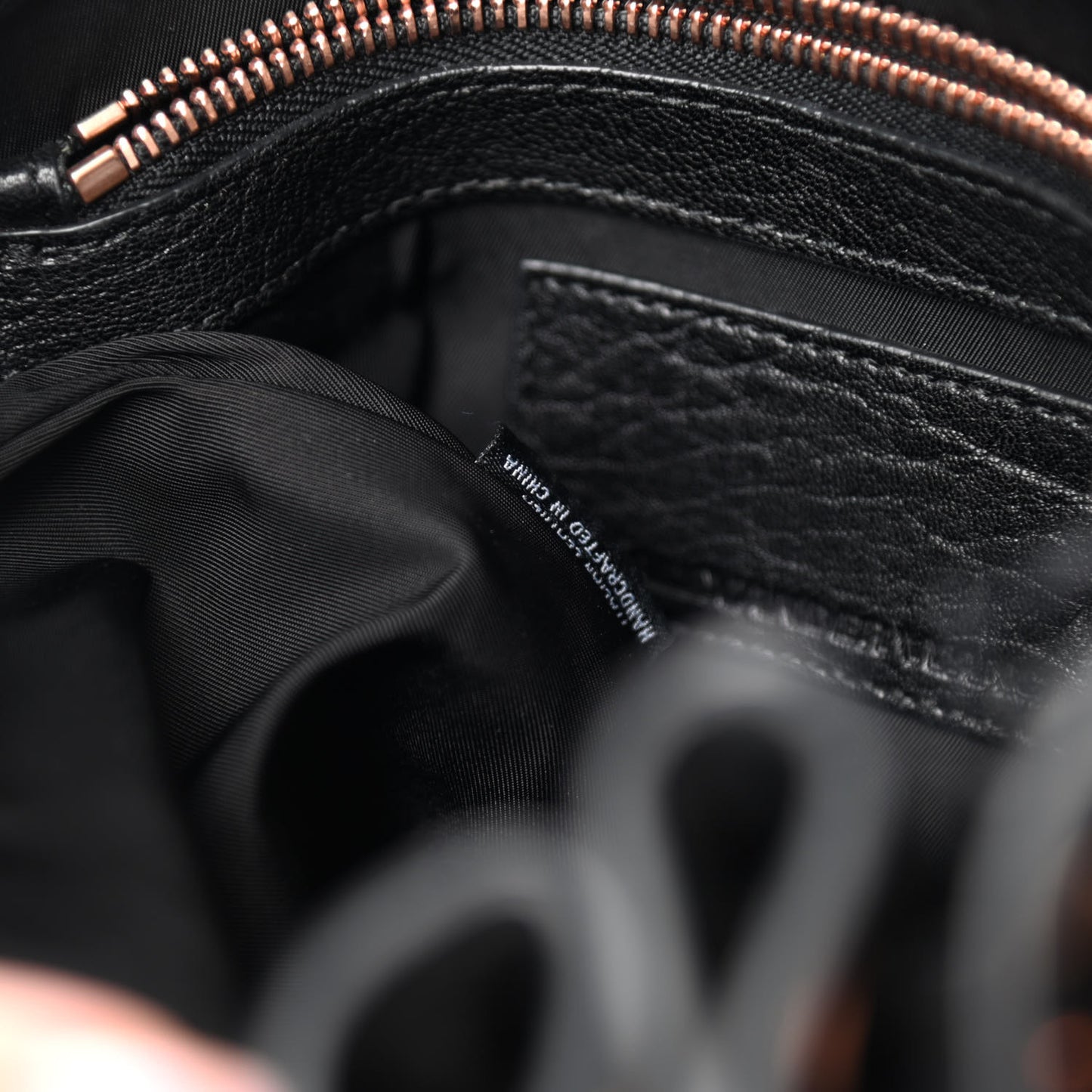 Pebbled Lambskin Diego Bucket Black Rose Gold Hardware
