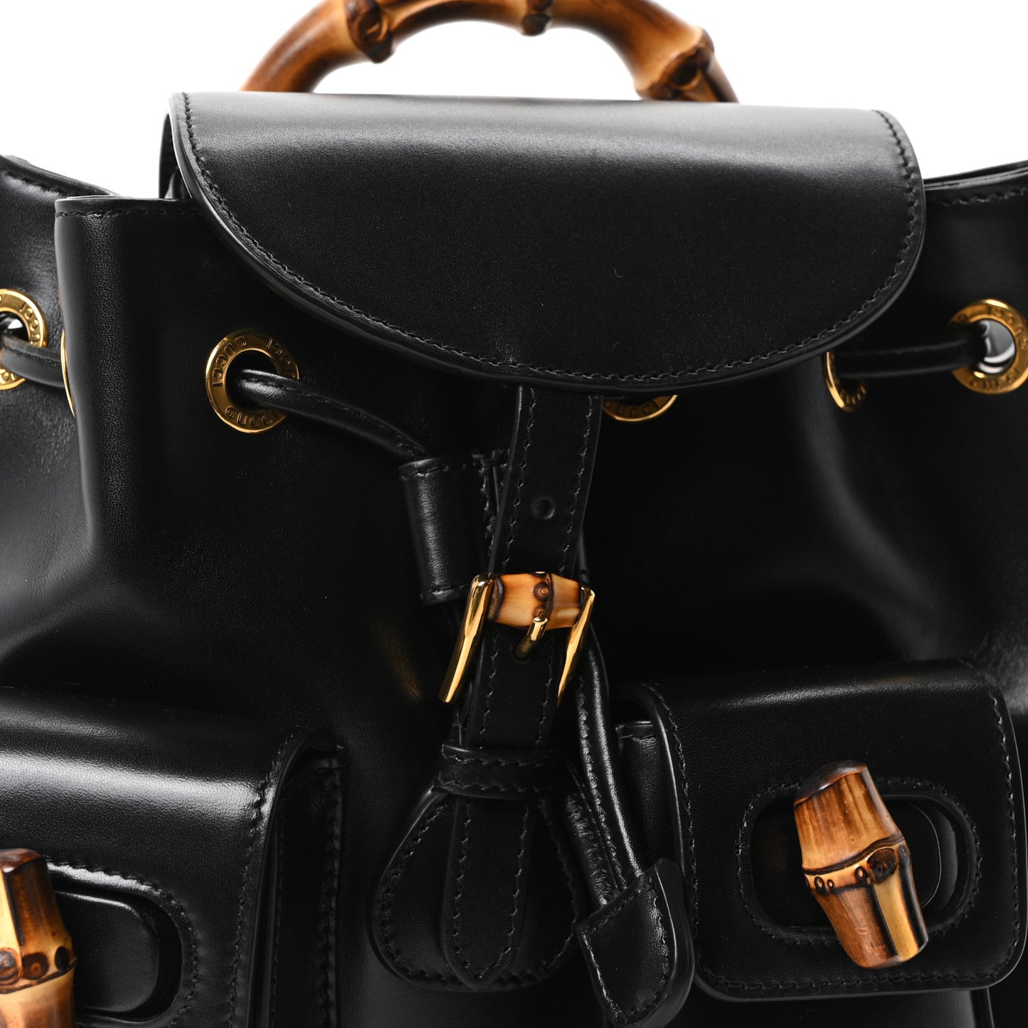 Calfskin Bamboo Backpack Black