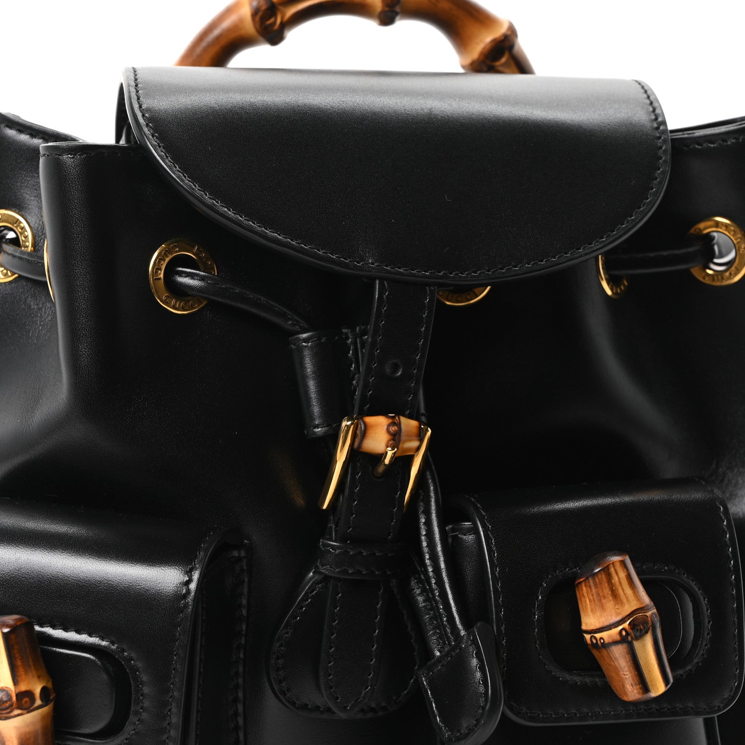 Gucci Calfskin Bamboo Backpack Black 8 of 10