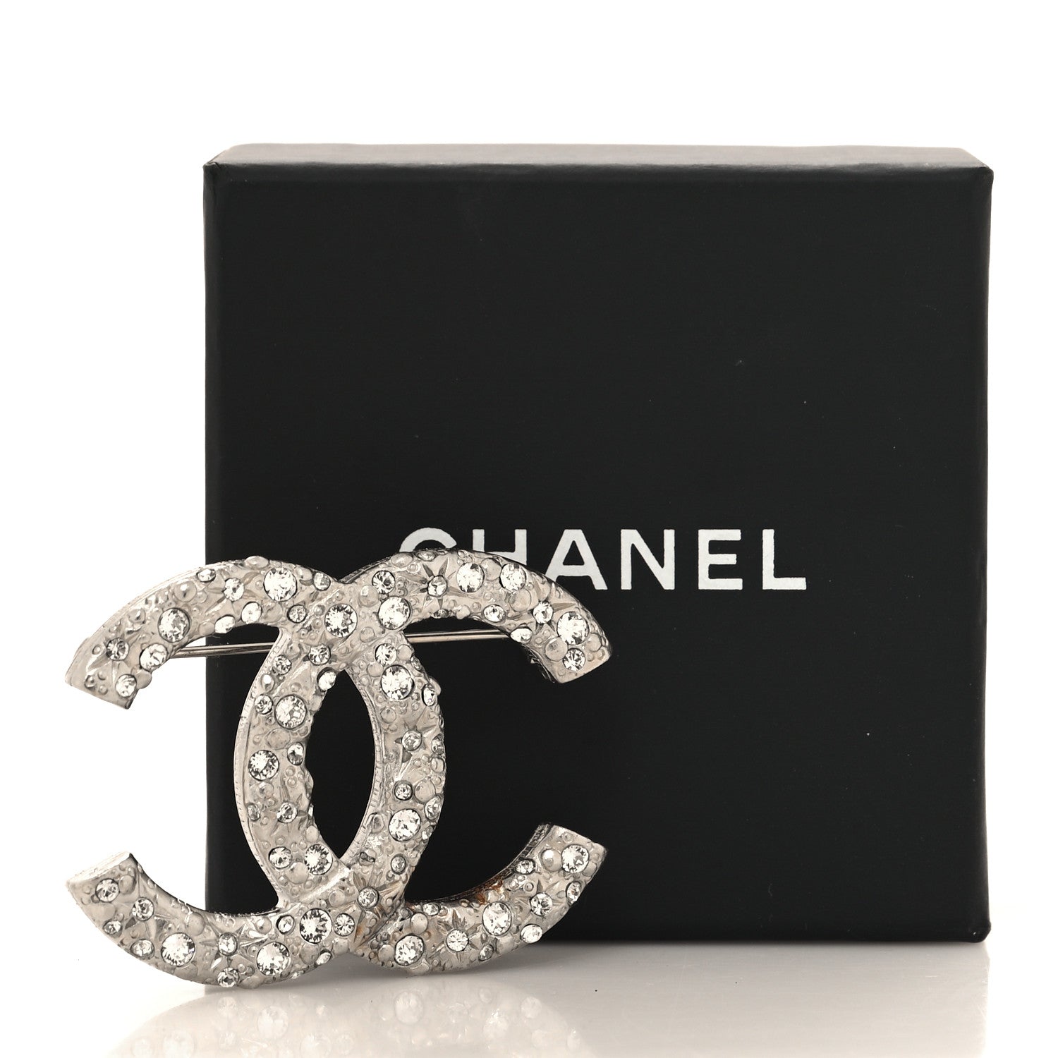 Chanel Swarovski Crystal Large CC Brooch Silver 4 of 4