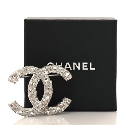 Chanel Swarovski Crystal Large CC Brooch Silver 4 of 4