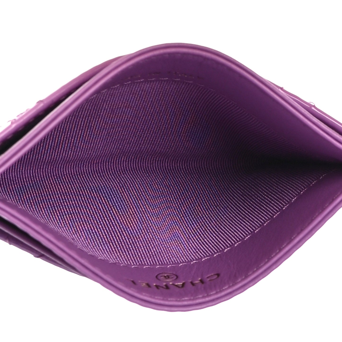 Patent Quilted Card Holder Purple