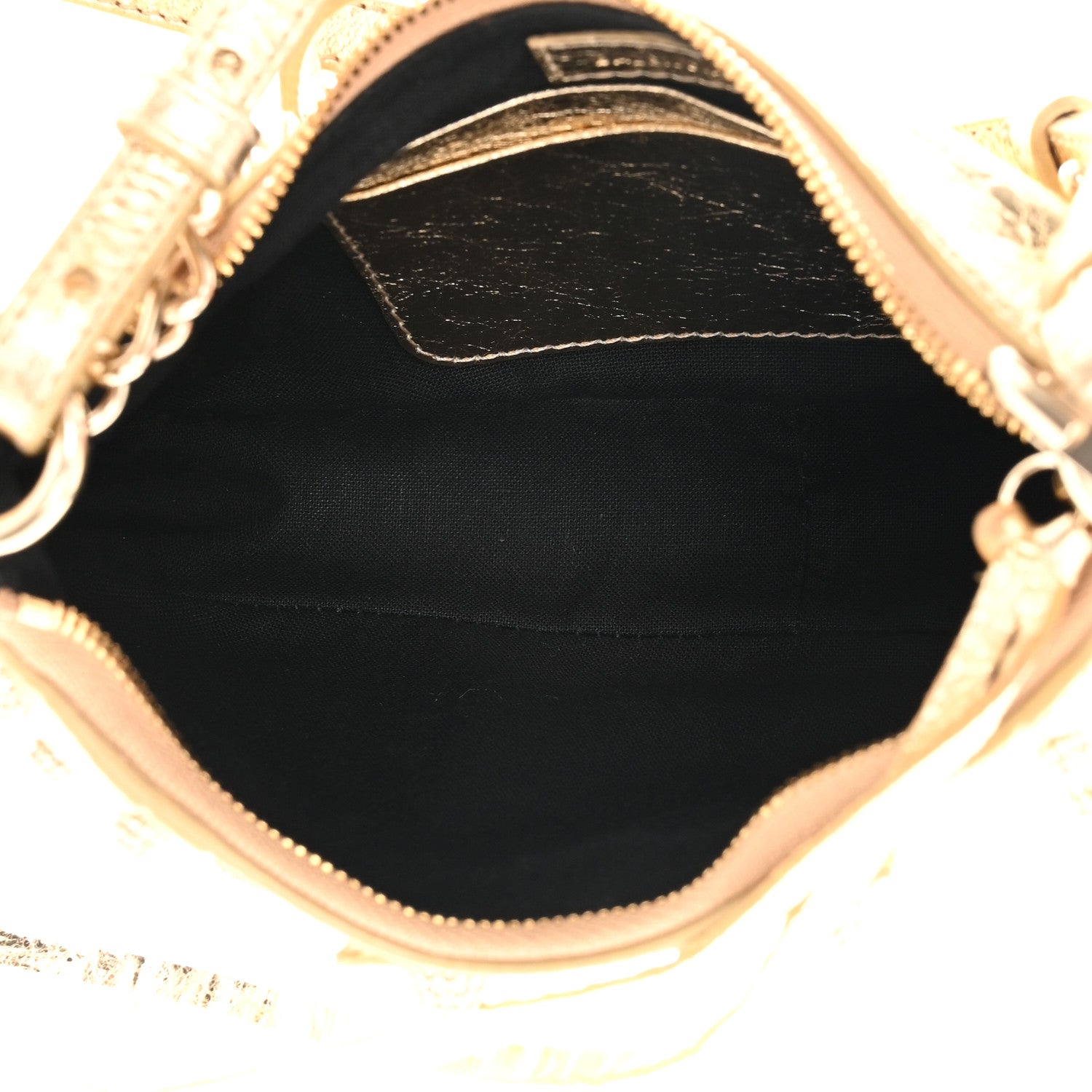 Balenciaga Metallic Arena Agneau Crystal Le Cagole Mini Purse With Chain Gold 5 of 12
