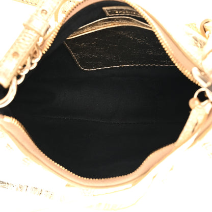 Balenciaga Metallic Arena Agneau Crystal Le Cagole Mini Purse With Chain Gold 5 of 12