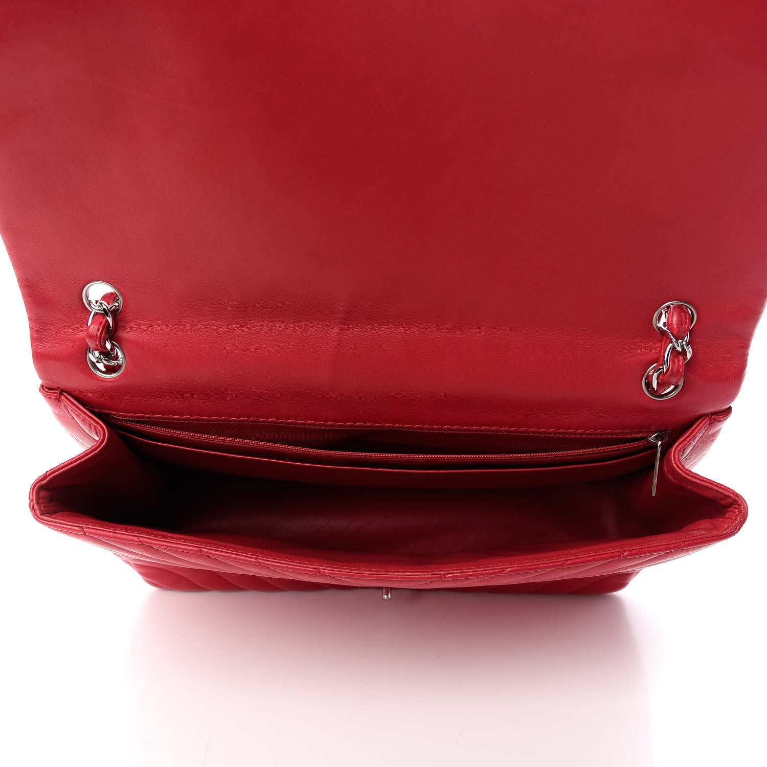 Chanel Lambskin Chevron Quilted Maxi Single Flap Red 5 of 9