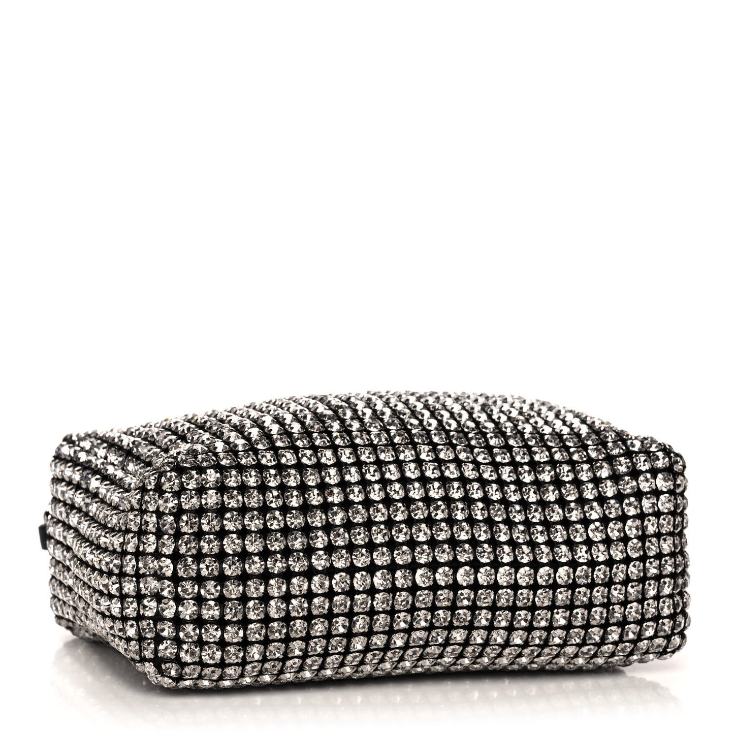 Mesh Crystal Rhinestone Mini Heiress Pouch Black Silver