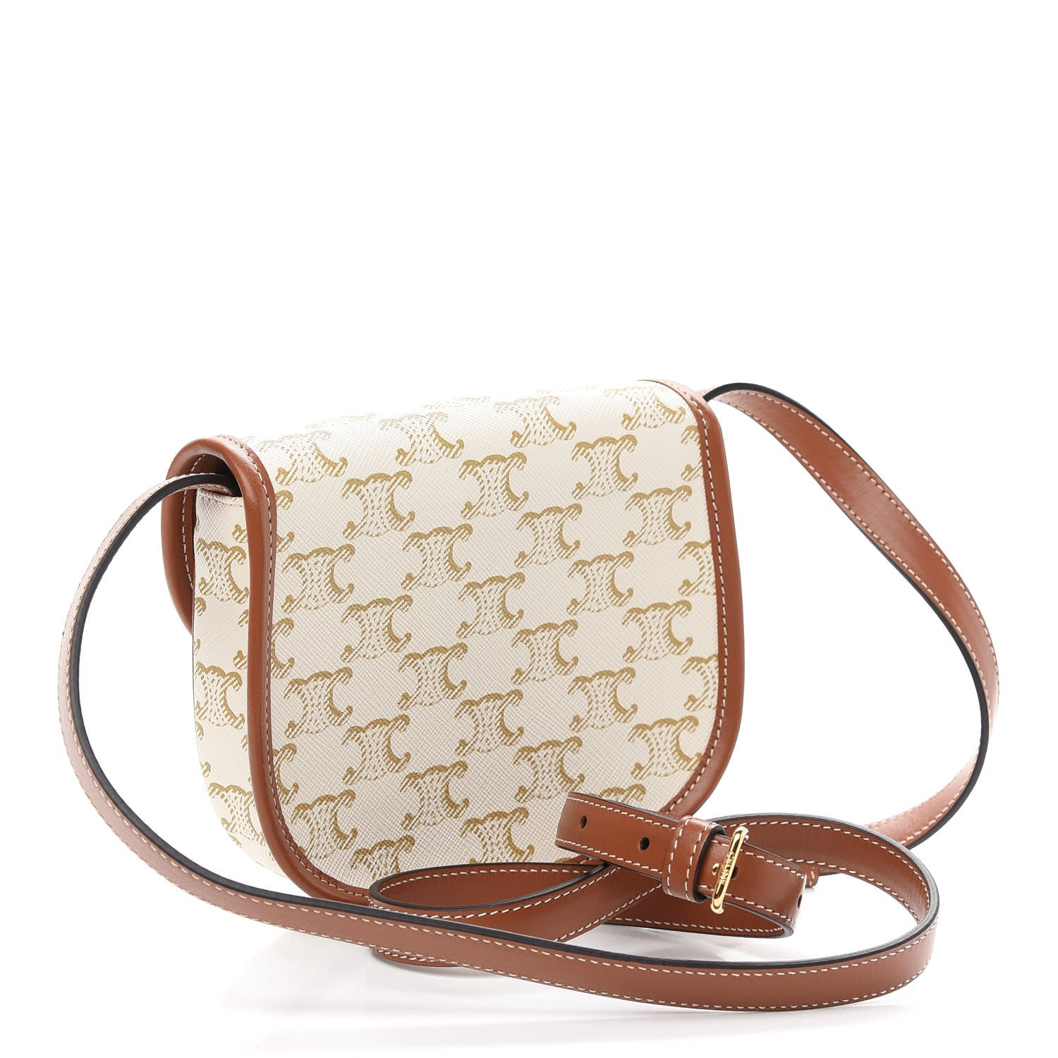 Celine Triomphe Canvas Calfskin Mini Besace Bag White 3 of 9