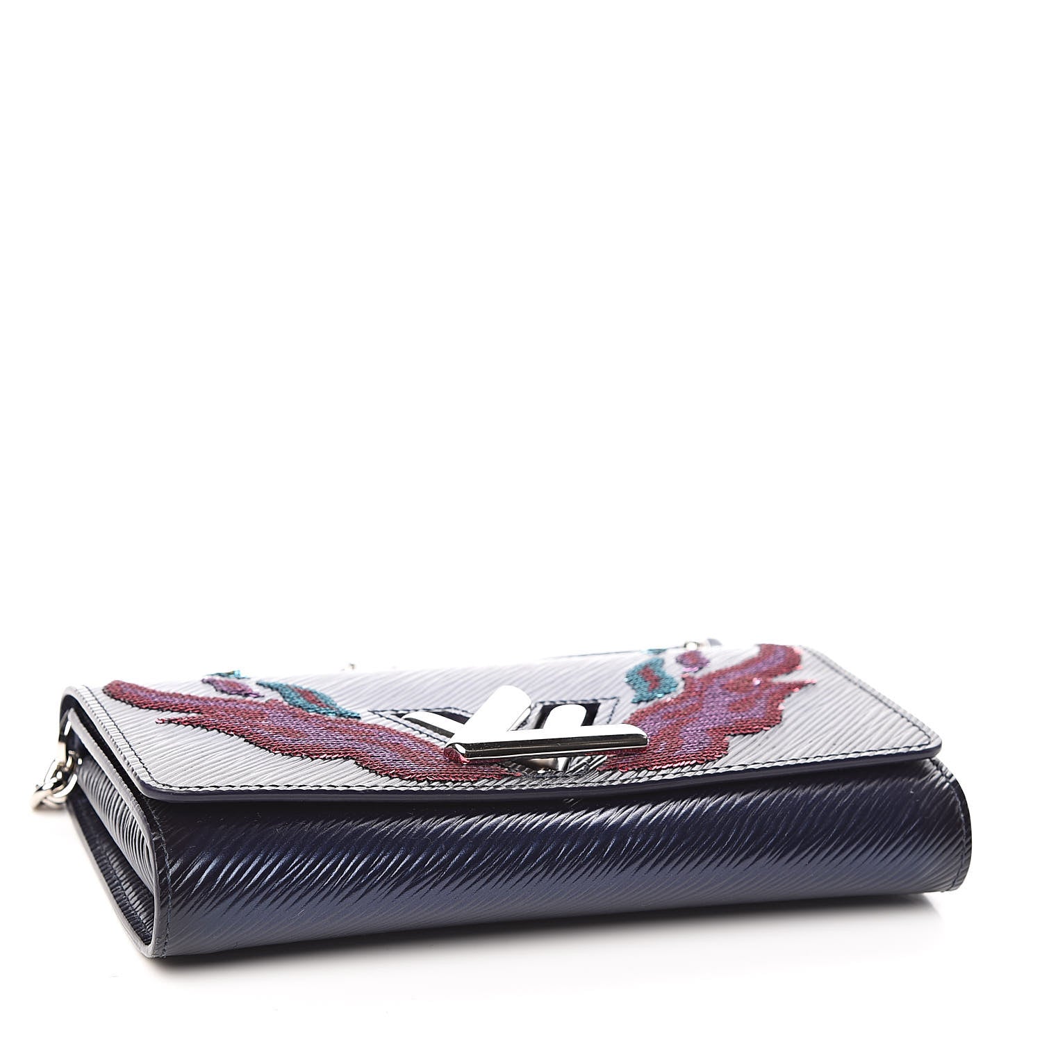 Louis Vuitton Epi Sequins Flame Twist Chain Wallet Blue Nuit 3 of 11