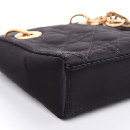 Christian Dior Satin Swarovski Crystal Cannage Mini Lady Dior Black 8 of 12