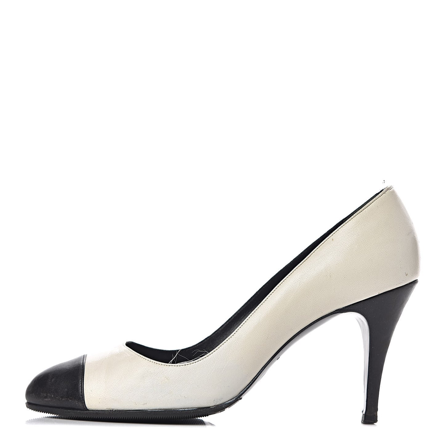 Lambskin Cap Toe Pumps 38 White Black