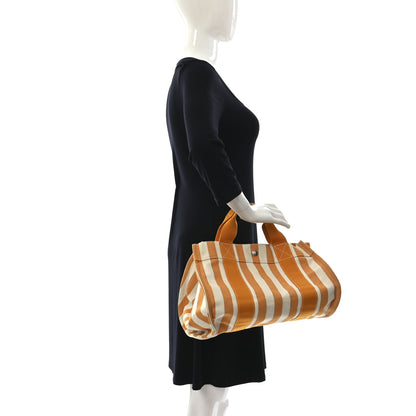 Hermes Canvas Striped Cannes Beach Bag PM Orange 2 of 13