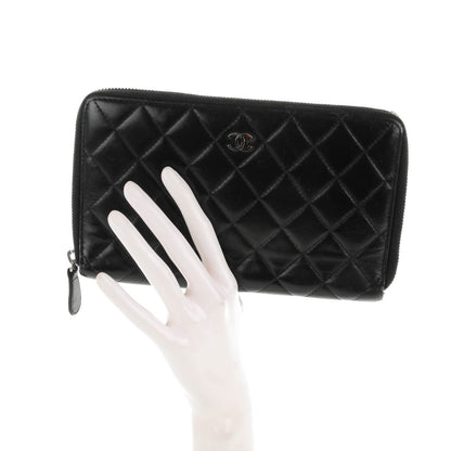 Chanel Lambskin Quilted Zip Around Organizer Wallet Black 2 of 11