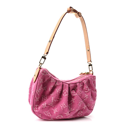 Louis Vuitton Monogram Denim Pochette Valley Fuchsia 3 of 10