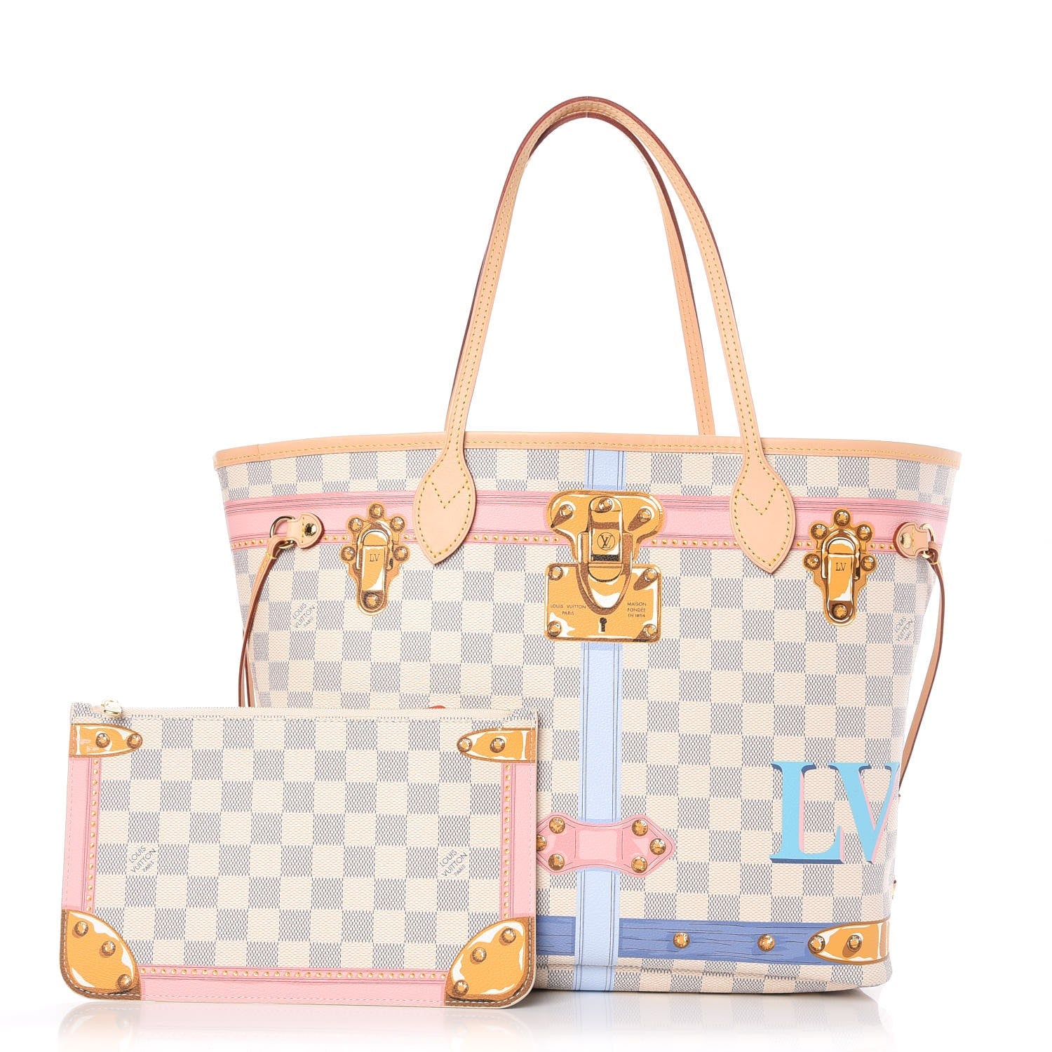 Louis Vuitton Damier Azur Summer Trunks Neo Neverfull MM 1 of 13