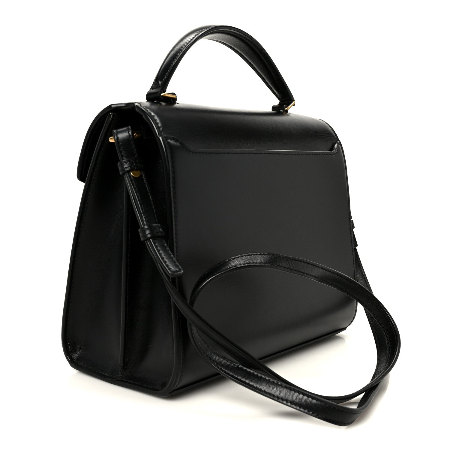 Saint Laurent Kid Scamosciato Smooth Calfskin Medium Classic Monogram Cassandra Top Handle Black Rouge Legion 2 of 10