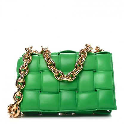 Bottega Veneta Lambskin Maxi Intreccio Padded Chain Cassette Crossbody Bag Grass 1 of 8