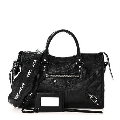 Balenciaga Agneau Classic Hardware S City Logo Strap Black White 3 of 11