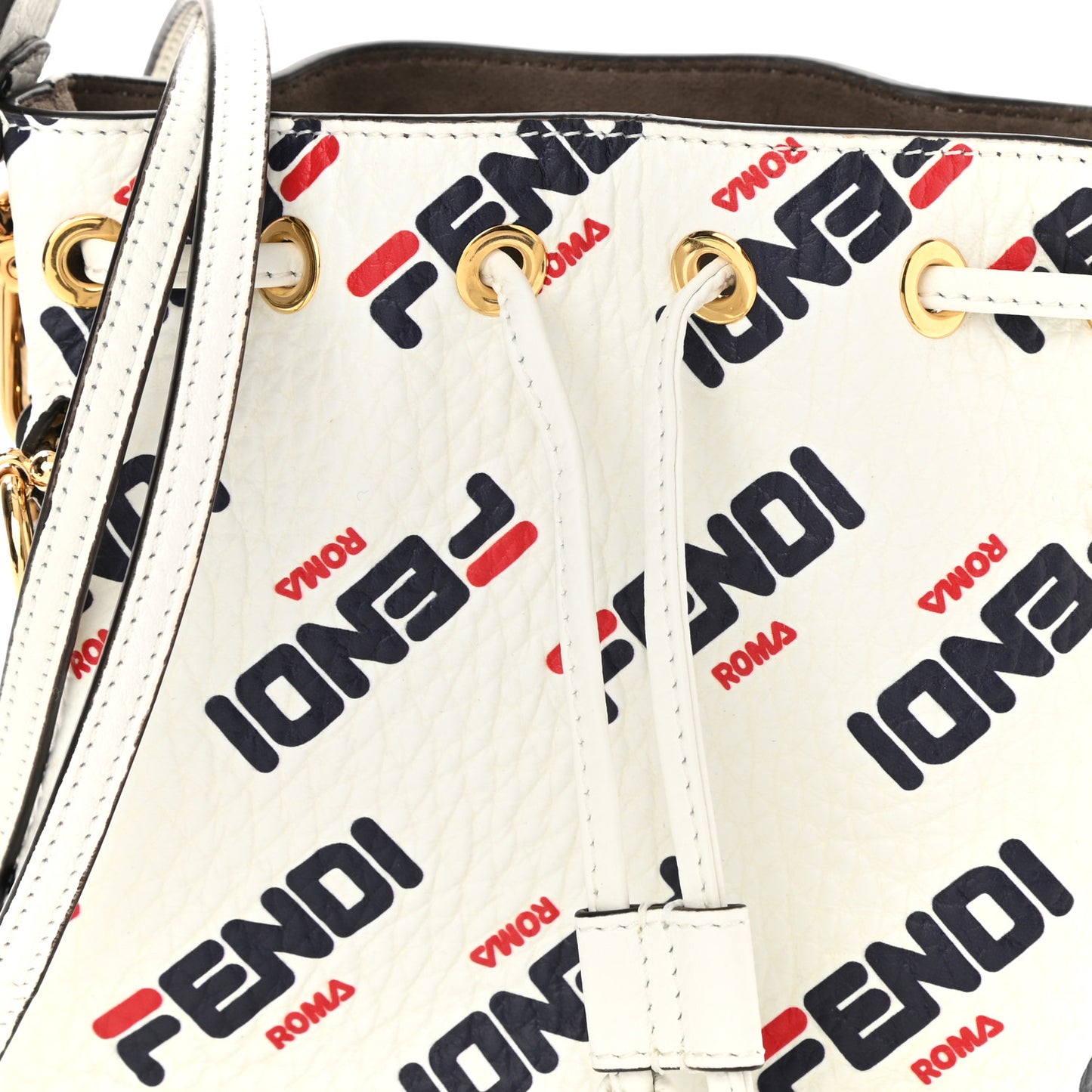 X FILA Vitello F is Fendi Mania Mini Mon Tresor Bucket Bag White