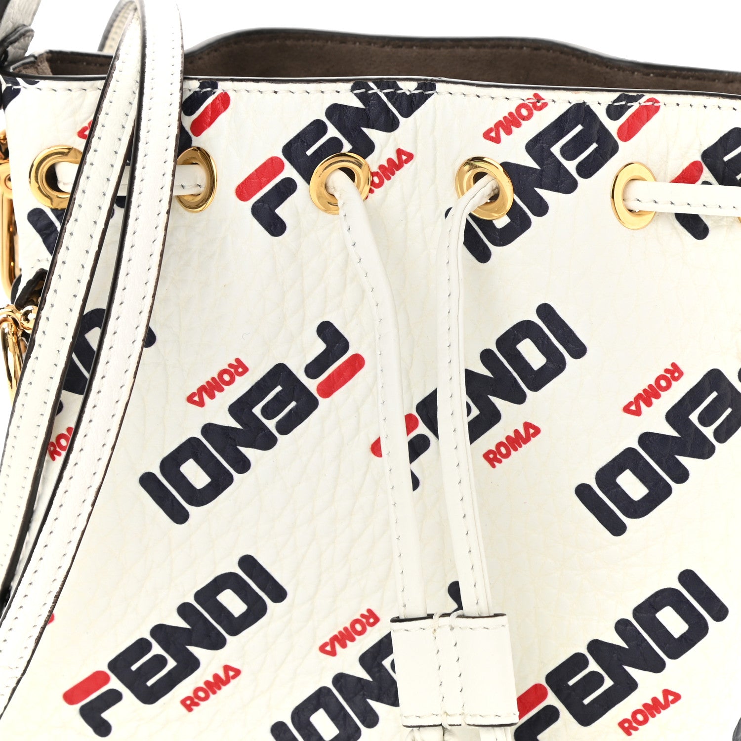 Fendi X FILA Vitello F is Fendi Mania Mini Mon Tresor Bucket Bag White 9 of 11