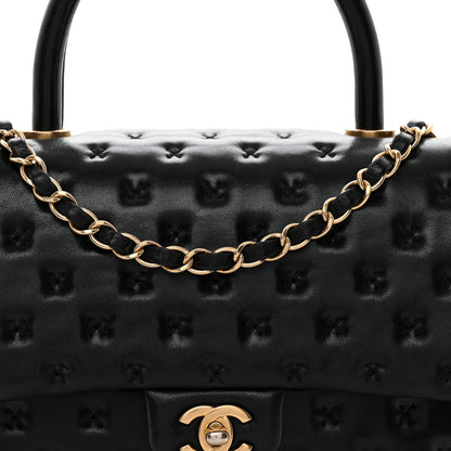 Chanel Lambskin Cross Stitch Small Coco Handle Flap Dark Black 8 of 10