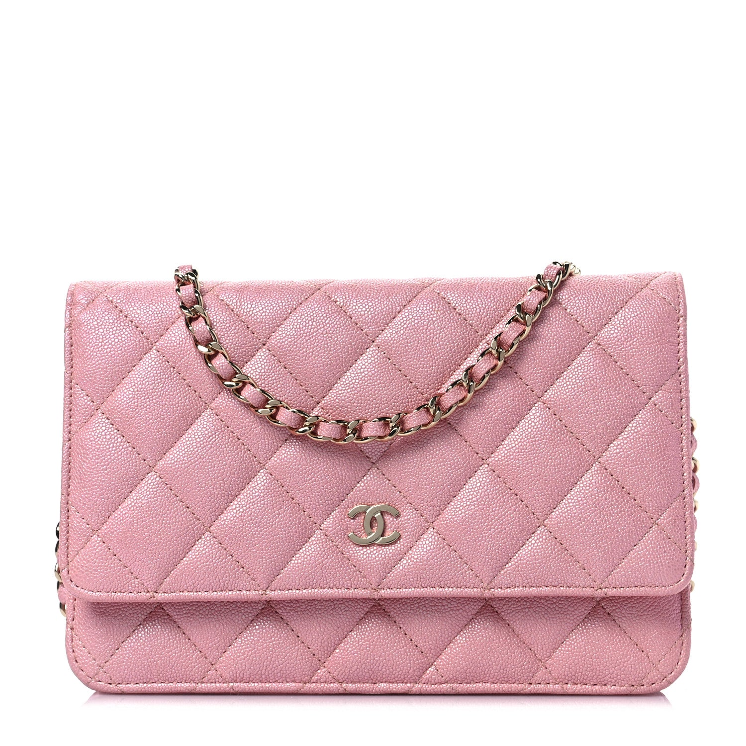 Chanel Iridescent Caviar Quilted Wallet on Chain WOC Rose Pink 1 of 8