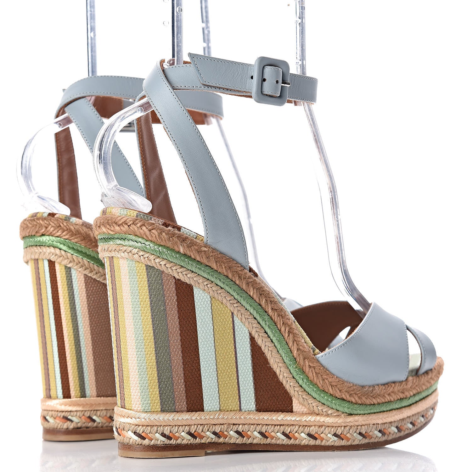 Valentino Garavani Calfskin Calfskin Native Couture 1975 Espadrille Wedge Sandals 39 Sky Sorbet Multicolor 4 of 12