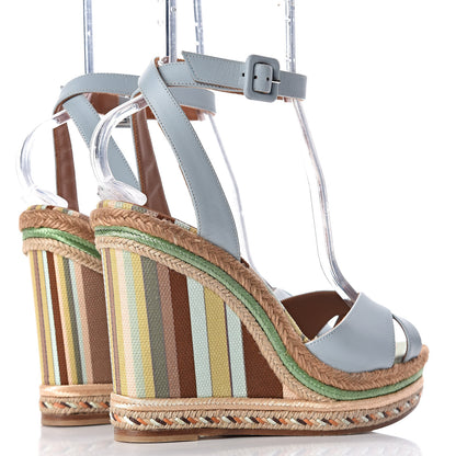 Valentino Garavani Calfskin Calfskin Native Couture 1975 Espadrille Wedge Sandals 39 Sky Sorbet Multicolor 4 of 12