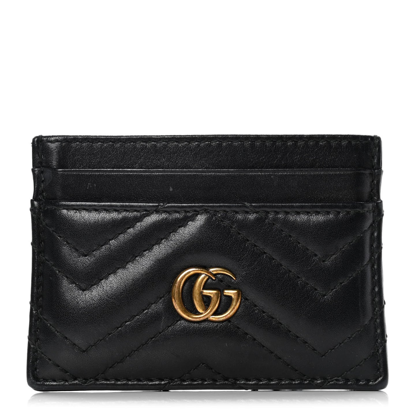Calfskin Matelasse GG Marmont Card Holder Black
