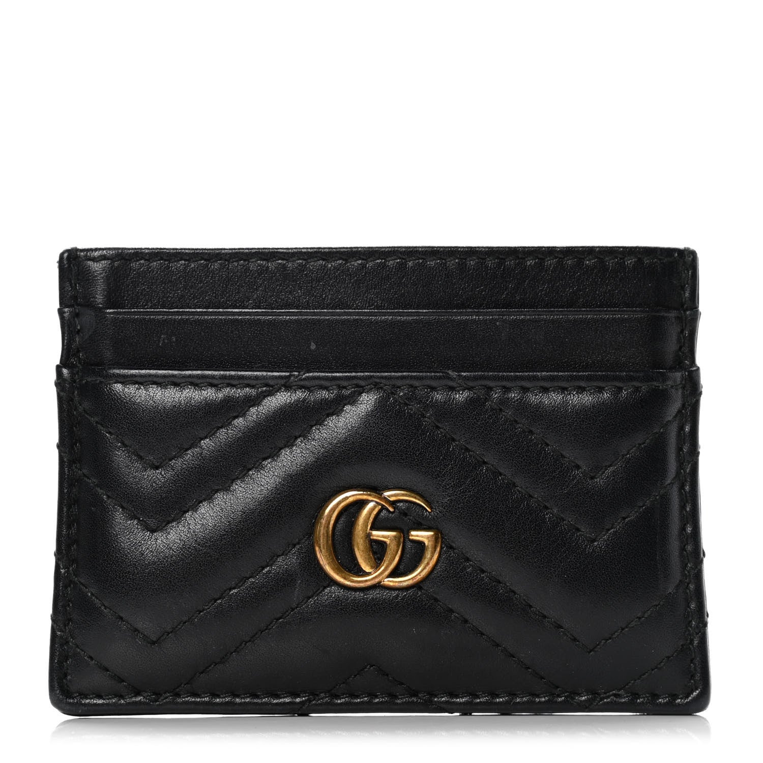 Gucci Calfskin Matelasse GG Marmont Card Holder Black 1 of 5