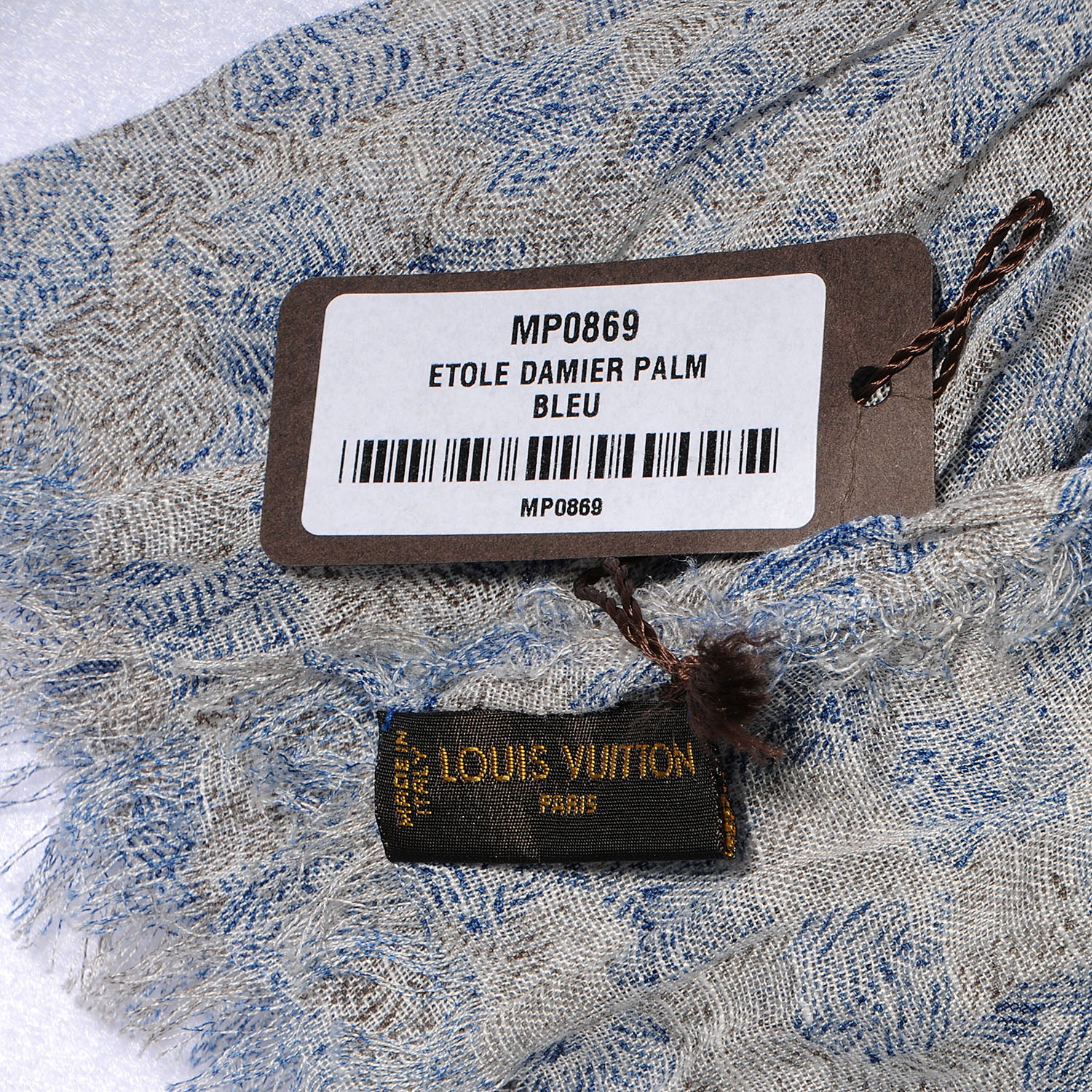 Louis Vuitton Cotton Linen Etole Damier Palm Stole Blue 7 of 8