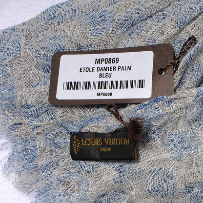 Louis Vuitton Cotton Linen Etole Damier Palm Stole Blue 7 of 8