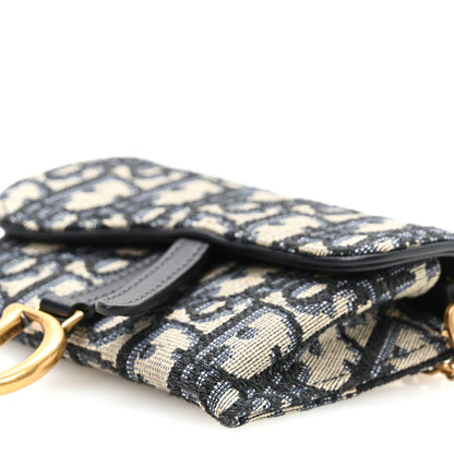 Christian Dior Oblique Nano Saddle Chain Pouch Blue 10 of 11