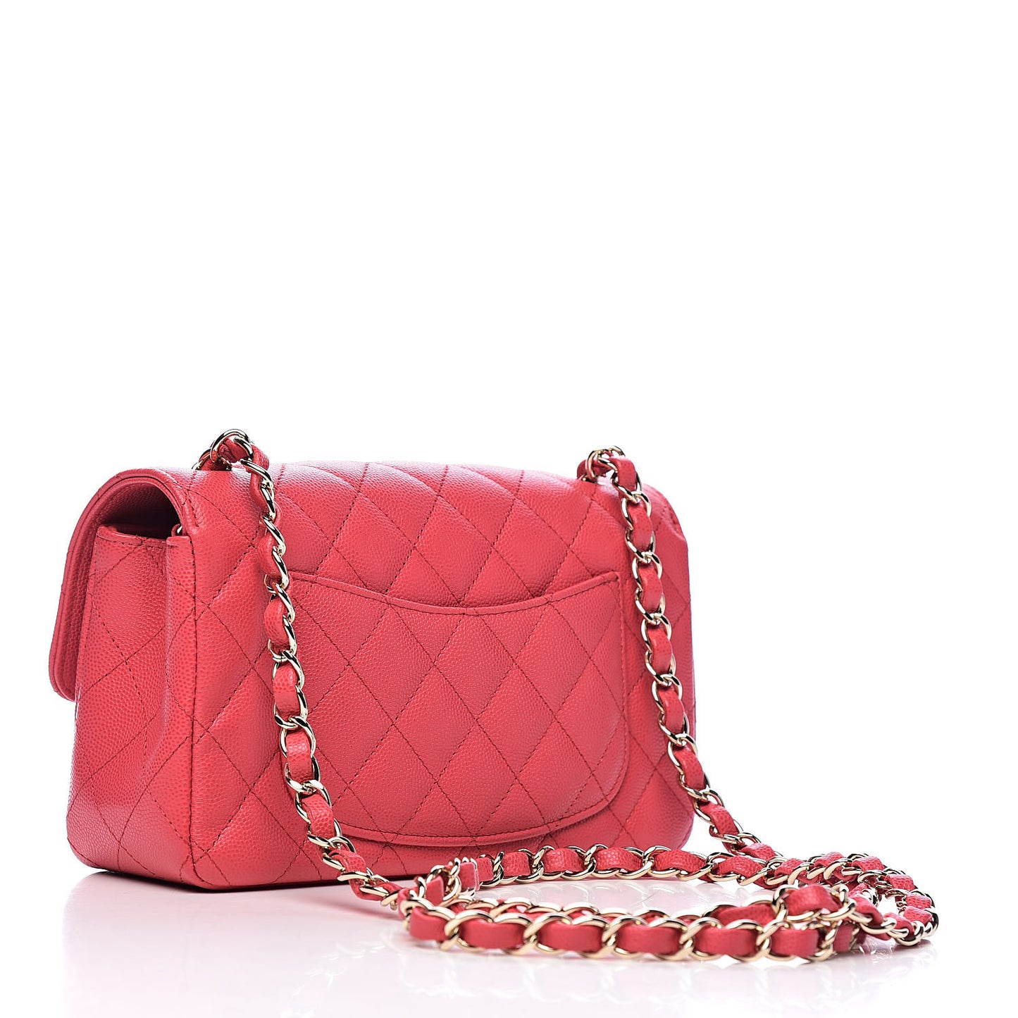 Caviar Quilted Mini Rectangular Flap Dark Pink