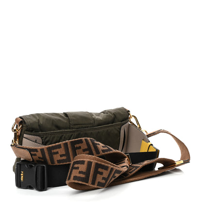 Fendi Nylon Dolmias Vitello Grace FF Puffer Belt Baguette Bag Military Brown Tortora 2 of 4